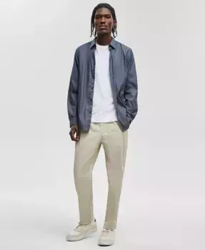 Мужская спортивная рубашка на пуговицах приталенного кроя Mode of One, синий