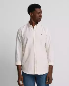 Мужская спортивная рубашка оксфорд кремового цвета Silbon, бежевый