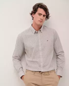 Мужская спортивная рубашка приталенного кроя с геометрическим принтом Roberto Verino, темно-серый