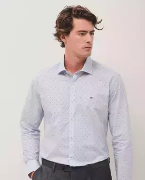 Мужская спортивная рубашка приталенного кроя с геометрическим принтом Roberto Verino, бирюзовый