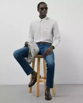 Мужская спортивная рубашка прямого кроя с геометрическим принтом Roberto Verino, тёмно-синий