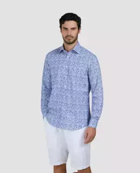 Мужская спортивная рубашка с длинными рукавами и разноцветным принтом в виде фантазийного микроузора Riviera Paul & Shark, синий