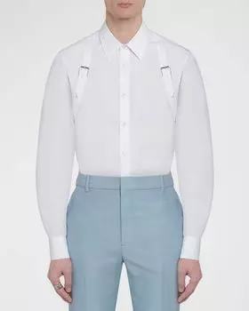 Мужская спортивная рубашка с двойной пряжкой Alexander McQueen, цвет White