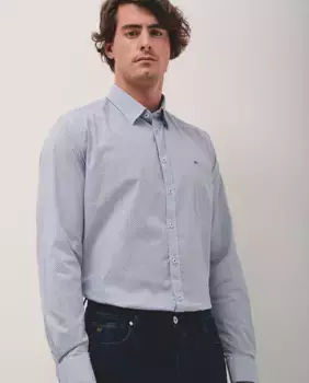 Мужская спортивная рубашка стандартного кроя с принтом в виде листьев Roberto Verino, темно-синий