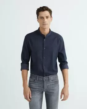 Мужская спортивная рубашка стандартного кроя с воротником-стойкой Armani Exchange, темно-синий
