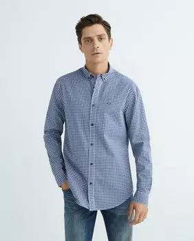 Мужская спортивная рубашка в клетку стандартного кроя Armani Exchange, темно-синий
