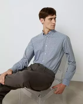 Мужская спортивная рубашка в клетку в мелкую клетку Dustin, синий