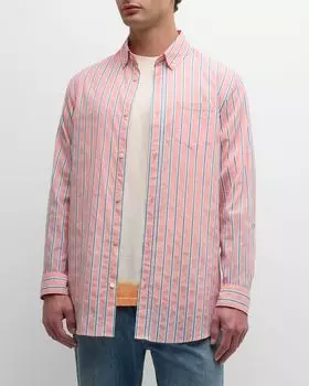 Мужская спортивная рубашка в полоску с добби Scotch & Soda, цвет Coral Stripe