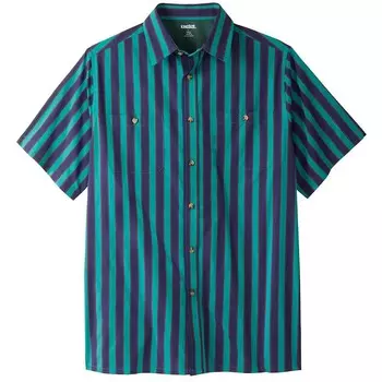 Мужская спортивная рубашка в полоску с короткими рукавами Kingsize в большую и высокую полоску KingSize, цвет Dark Teal Stripe