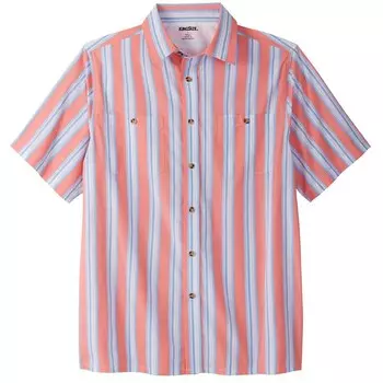 Мужская спортивная рубашка в полоску с короткими рукавами Kingsize в большую и высокую полоску KingSize, цвет Melon Stripe