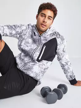 Мужская спортивная толстовка с длинным рукавом LCW Active, белый печатный