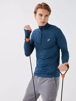 Мужская спортивная толстовка с высоким воротником и длинным рукавом с принтом LCW Active