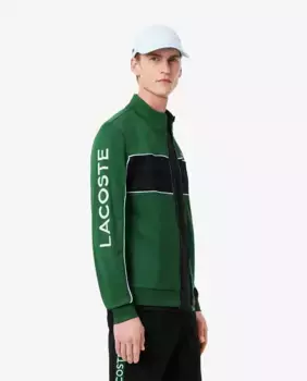 Мужская спортивная толстовка с застежкой-молнией и фирменным принтом Lacoste, зеленый