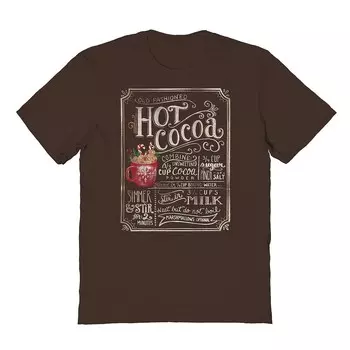 Мужская старомодная футболка с рисунком горячего какао Licensed Character, цвет Dark Chocolate
