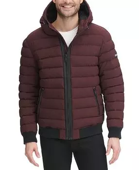 Мужская стеганая куртка-бомбер с капюшоном DKNY, мульти