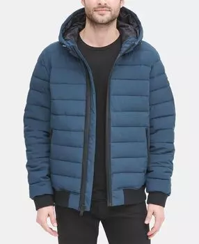 Мужская стеганая куртка-бомбер с капюшоном DKNY, мульти
