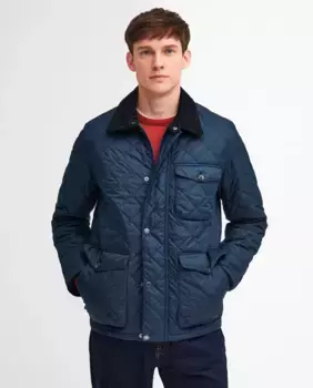 Мужская стеганая куртка на молнии и заклепках Barbour, темно-синий