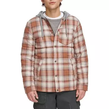 Мужская стеганая куртка-рубашка с капюшоном Levi's, оранжевый