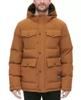 Мужская стеганая куртка с капюшоном и четырьмя карманами Levi's, мульти