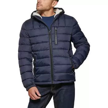 Мужская стеганая куртка с капюшоном на подкладке из шерпы Levi's, синий