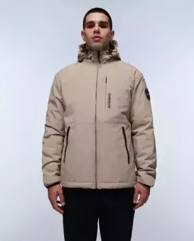 Мужская стеганая куртка Tundra с оранжевым капюшоном Napapijri, бежевый
