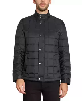 Мужская стеганая утепленная куртка с молнией Box-Quilted Full-Zip Puffer Jacket Sam Edelman, черный