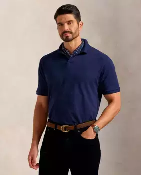 Мужская стрейчевая хлопковая рубашка поло Classic fit plus sizes Polo Ralph Lauren, тёмно-синий