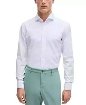 Мужская структурированная рубашка облегающего кроя Hugo Boss, белый