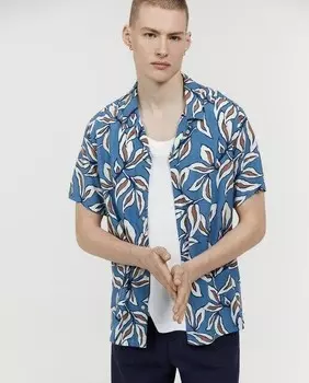 Мужская струящаяся рубашка с принтом Sfera, синий