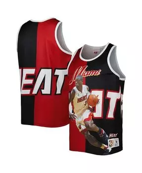 Мужская сублимированная майка Dwyane Wade черно-красного цвета Miami Heat Mitchell & Ness, мультиколор
