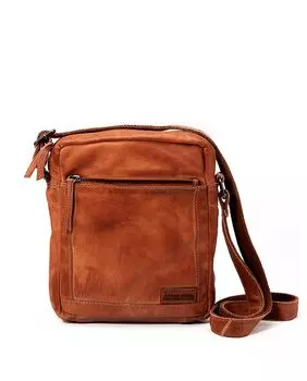 Мужская сумка через плечо из мытой кожи цвета кожи Stamp, светло-коричневый
