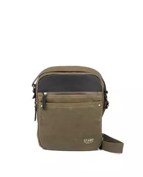 Мужская сумка через плечо из вощеной канвы цвета хаки Stamp