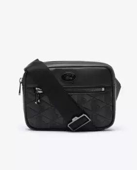 Мужская сумка через плечо с напечатанной монограммой Lacoste, чёрный