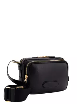 Мужская сумка через плечо с нашивкой-логотипом Tom Ford черного цвета