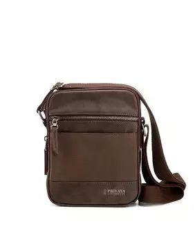 Мужская сумка через плечо с регулируемой темно-коричневой ручкой Privata, темно коричневый