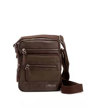 Мужская сумка через плечо с регулируемой темно-коричневой ручкой Privata, темно коричневый