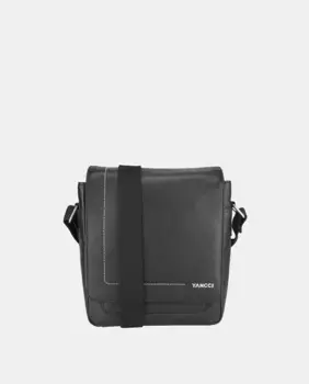 Мужская сумка через плечо YANCCI с серебряным выгравированным логотипом, черный