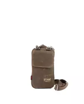 Мужская сумка для мобильного телефона из вощеной парусины серо-коричневого цвета Stamp, цвет Topo