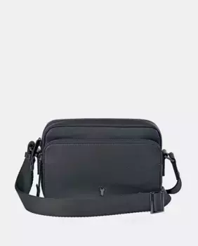 Мужская сумка-кроссовер YANKO из черной кожи с нейлоновым ремнем, черный