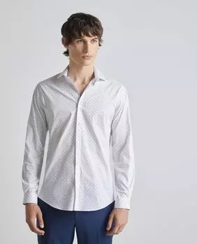 Мужская суперэластичная рубашка с геометрическим рисунком Easy Wear, белый