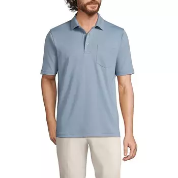 Мужская супермягкая рубашка-поло с карманами Lands End Supima Lands' End, цвет Pale Slate Blue