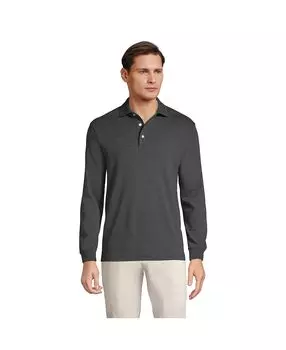 Мужская супермягкая рубашка-поло Supima с длинными рукавами Lands' End