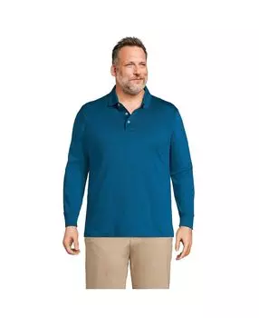 Мужская супермягкая рубашка-поло Supima с длинными рукавами Lands' End