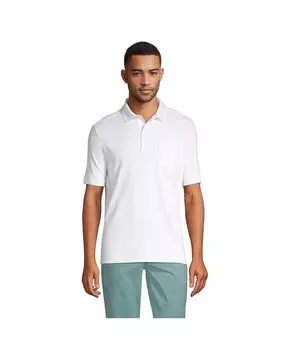 Мужская супермягкая рубашка-поло Supima с короткими рукавами и карманом для высоких мужчин Lands' End