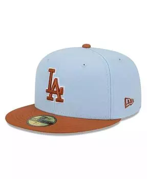 Мужская светло-голубая/коричневая шляпа Los Angeles Dodgers Spring Color Basic двухцветная 59Fifty Облегающая шляпа New Era, синий