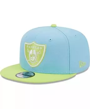Мужская светло-голубая, неоново-зеленая двухцветная кепка Las Vegas Raiders Snapback 9FIFTY Snapback New Era, синий