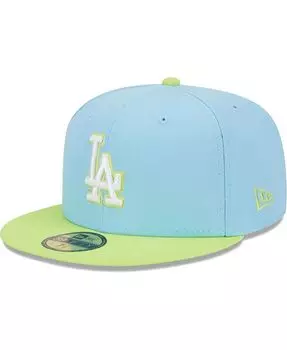 Мужская светло-голубая, неоново-зеленая шляпа Los Angeles Dodgers Spring Color, двухцветная 59FIFTY. New Era