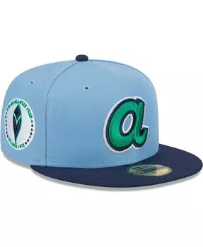 Мужская светло-голубая, темно-синяя шляпа Atlanta Braves Green Undervisor 59FIFTY New Era