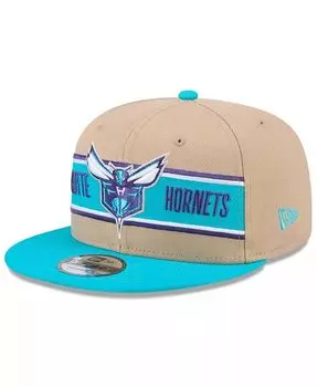 Мужская светло-коричневая/бирюзовая кепка Snapback Charlotte Hornets NBA Draft 9FIFTY 2024 New Era, синий