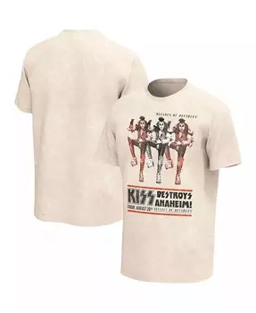 Мужская светло-коричневая футболка KISS KISS Destroys Anaheim стираная футболка с рисунком Philcos, бежевый